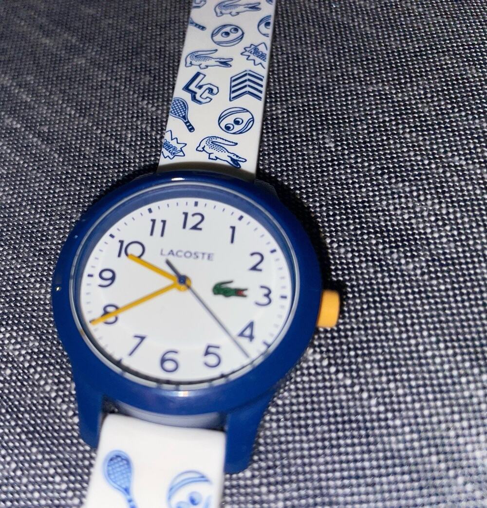 Lacoste Kids's White & Blue Silicone Watch- Waterproof Unisex-NEW